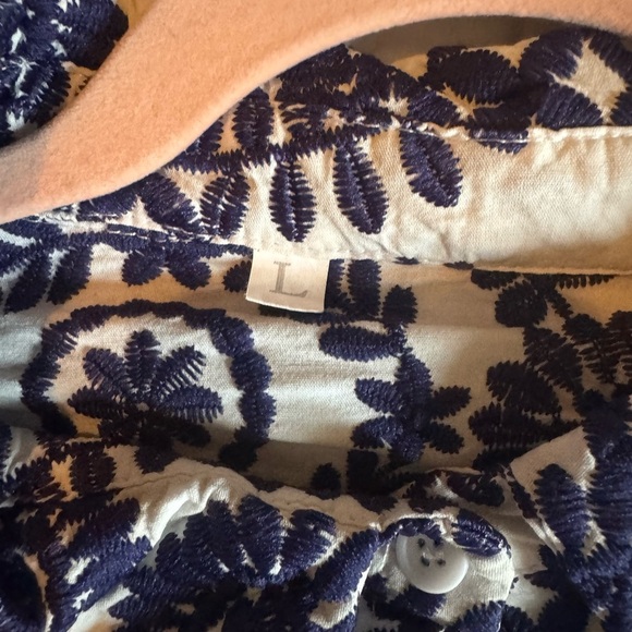 Navy and White Embroidered Women's Top - Picture 4 of 8